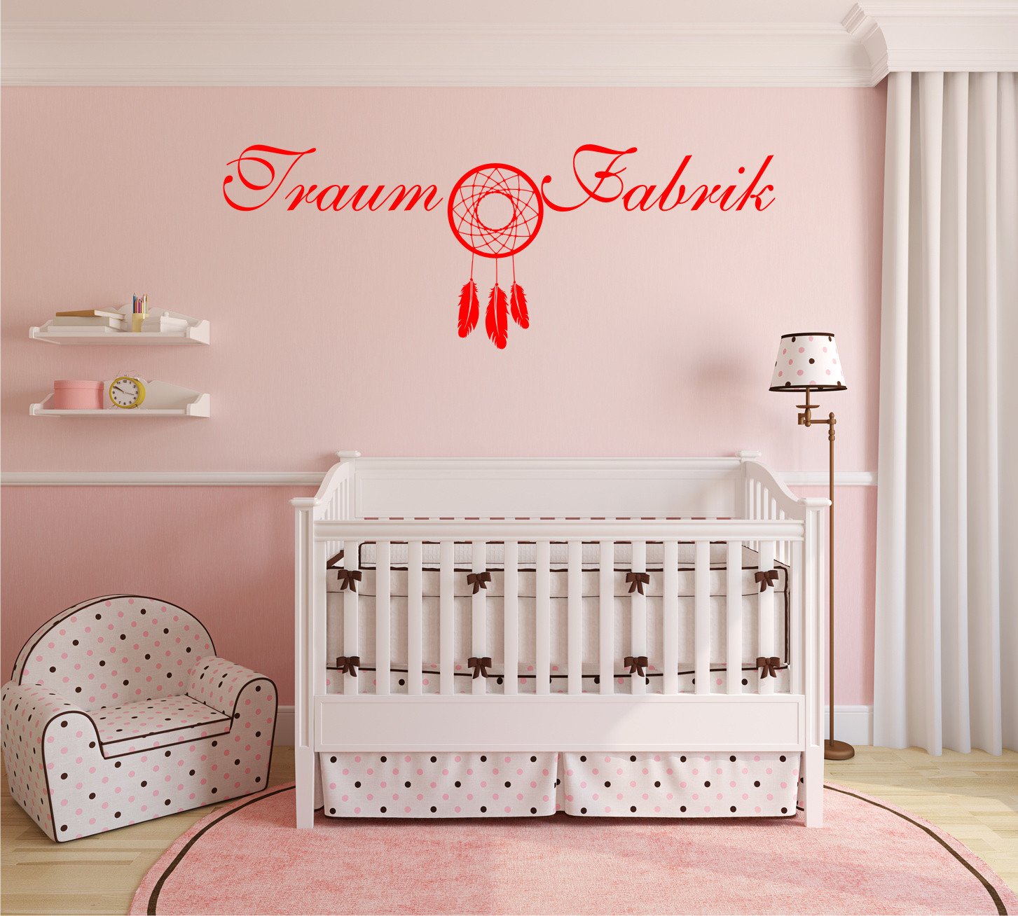 Sticker mural autocollant mural – Rêve usine – Autocollant pour S Chambre pour fille et garçon enfant -, rouge clair, 150x54