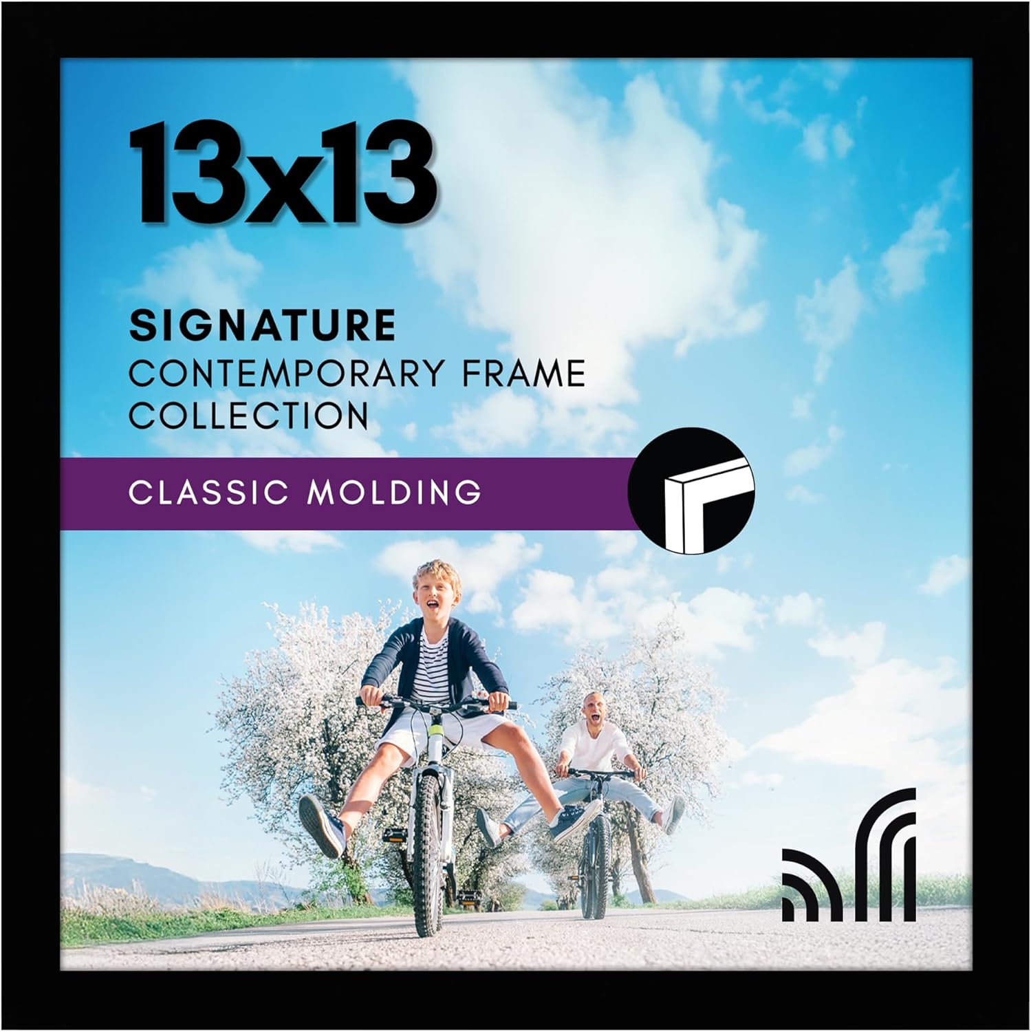 Americanflat 13x13 Picture Frame with Shatter-Resistant Glass - Signature Collection - Gallery Style Frames Made of Engineered Wood - Square Frame for Wall Display - Black 13x13 Black