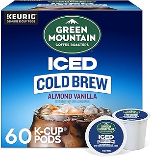Green Mountain Coffee Roasters Almond Vanilla Iced Cold Brew Coffee, Single Serve Keurig K-Cup Pods, 60-Count Box (6 Packs of 10)