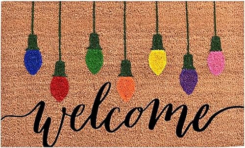 Tapete de bienvenida de Navidad para exteriores, tapetes de Navidad para puerta delantera, porche, alfombra lavable para interiores, alfombra de