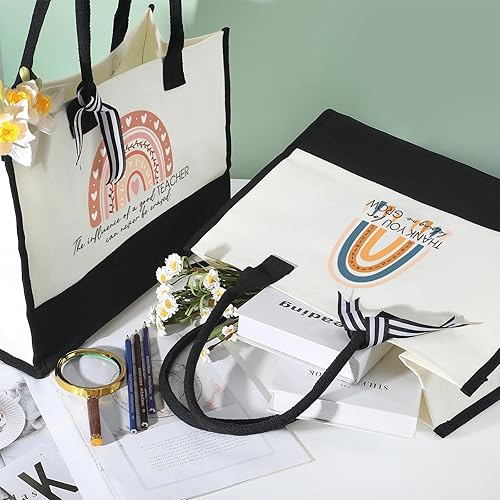 Miniatura 4 de Sweetude Paquete de 10 regalos de agradecimiento para profesores, regalos para el día del profesor, bolsa de lona arcoíris para la playa, para