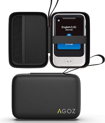AGOZ Carrying Case for Pocketalk Model S Voice Translator, Travel Protective Holder with Wrist Strap, Anti-Shock, Water Resistant, Storage Organizer for Portable Language Interpreter Device Black
