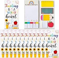 Vista 1 de Xqumoi 12 Pack Teaching is A Work of Heart Sticky Notes Set - Ruler Blackboard Pencil Apple Shape Self-Stick Note Pads Teacher Appreciation Gift