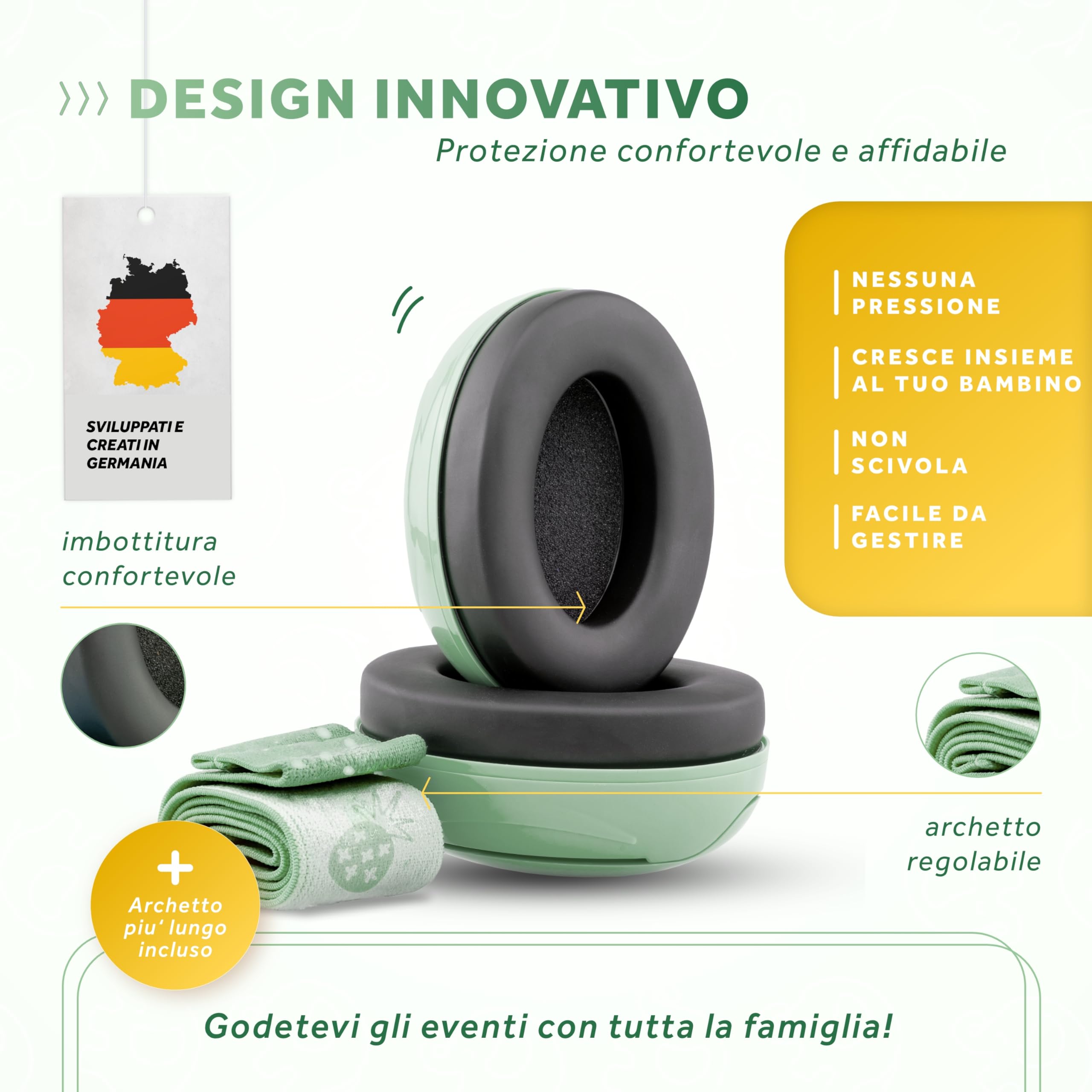 Schallwerk ® Mini+ Cuffie Antirumore Bambini - Protezione dell'udito per Bambini e Neonati - Cuffie Neonato Antirumore, Neonato, Bambino, Aereo, Rumore
