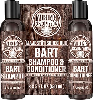 Viking Revolution - Bartshampoo & Conditioner Set - Erweicht, Glättet & Stärkt den Bartwuchs - Bartshampoo Für Männer - Majestätisches Oud - Geschenke Für Männer - 2 x 150 ml