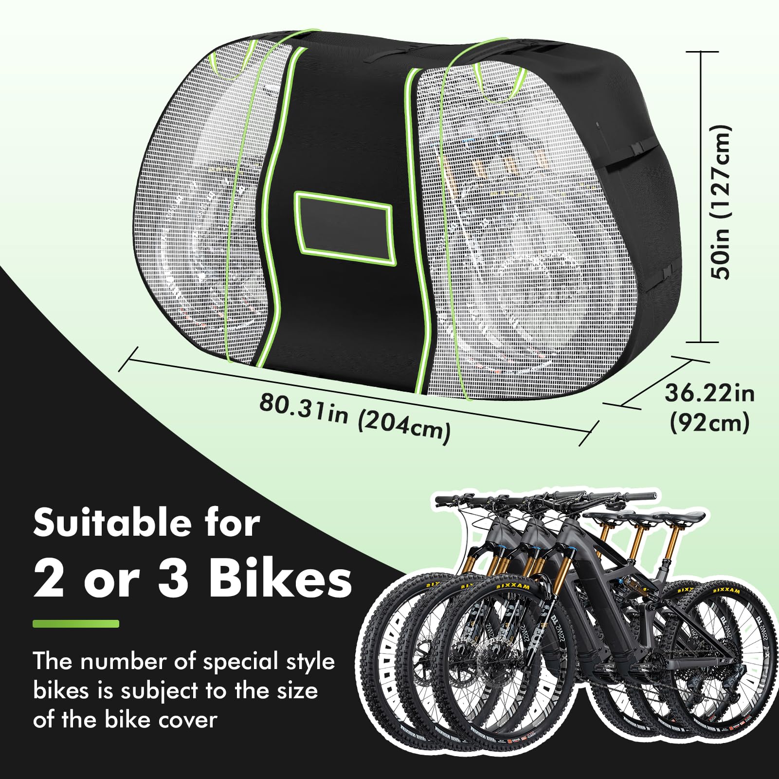 Housse Vélo, Tissu Oxford 900D Epais Noir Bache Bache Velo Exterieur Impermeable (204L×92W×121Hcm), Protection Contre la Pluie,la Neige,la Poussière et les UV Housse Velo Exterieur Protection