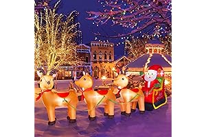 12FT Christmas Inflatables Sleigh & Santa Outdoor Holiday Yard Decoration with Lights