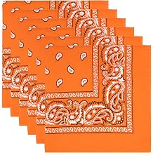 6 Pack Pure Cotton Bandana, Multi-Purpose Square Handkerchief, Face Mask headband for Men and Women