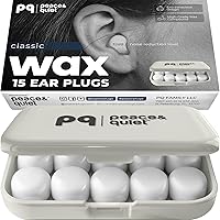PeaceQuiet PQ Wax Ear Plugs for Sleeping & Swimming - 15 Moldable Silicone Gel Earplugs, 32dB Noise Cancelling, Side Sleeper Friendly