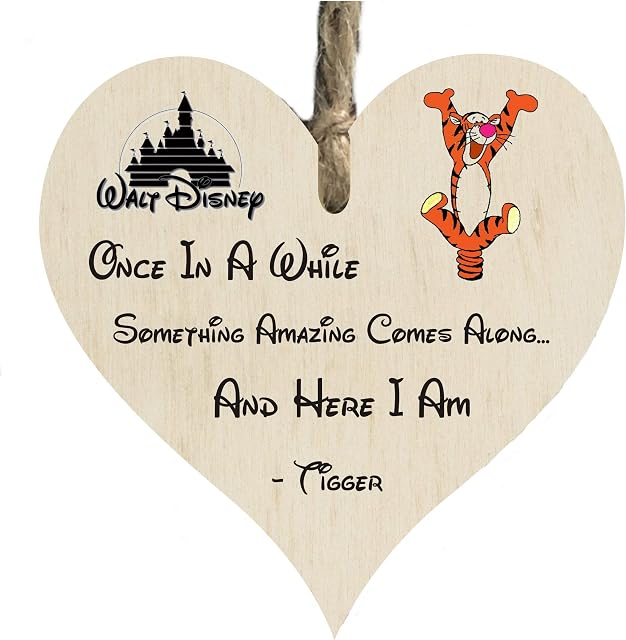 Tigger Winnie The Pooh Walt Disney Quote Wooden Heart Shape Plaque Gift Sign htc150