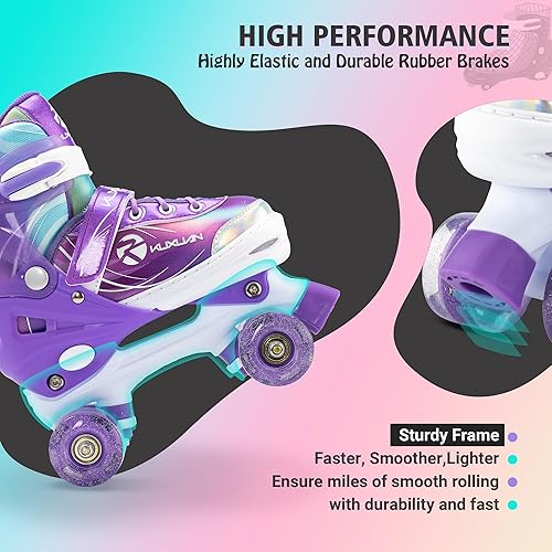 Miniatura 5 de Patines de ruedas para niños y niñas, 4 tamaños ajustables para mujer con ruedas iluminadas para niños, deportes e interiores y exteriores