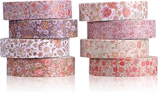 ElevateTech Washi Tape Set Thin Washi Tapes Vintage Scrapbook Tape Decorative Antique Patterns for Scrapbooking DIY Crafts Journal Supplies Planners Bohemian 8Rolls