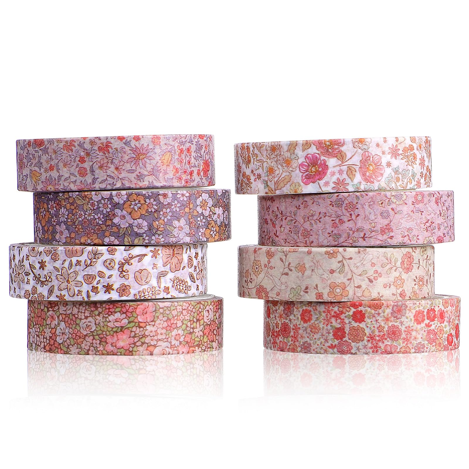 ElevateTech 8Rolls Washi Tape Vintage Scrapbook Tape Thin Washi Tapes Decorative Antique Patterns for Scrapbooking Diy Crafts Journal Supplies Planners Bohemian