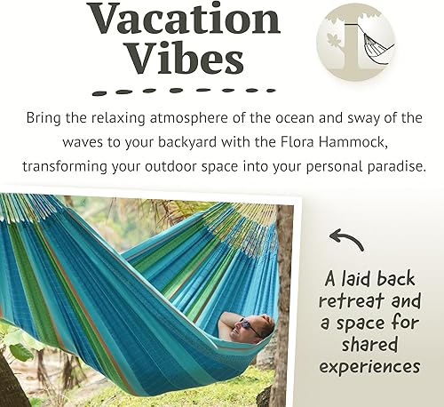 Miniatura 10 de LA SIESTA Hamaca de flora, transforma tu patio trasero, patio o porche en un oasis de relajación, hamaca de algodón ultrasuave, máximo 440 libras,