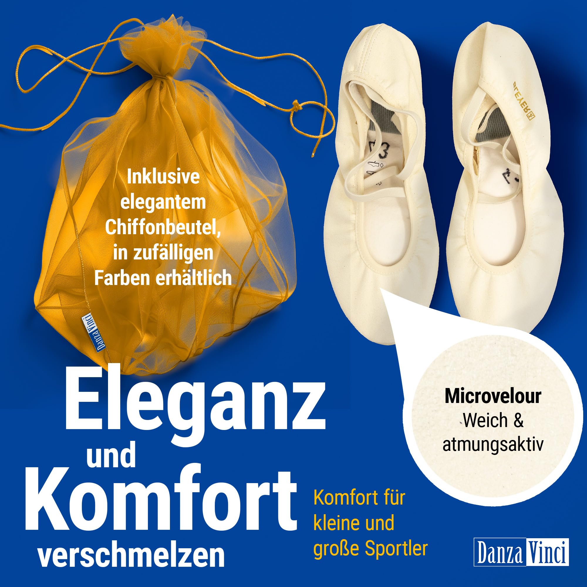 Bundle Bleyer Kunstturnschuhe 3001 mit Chiffonbeutel, Schläppchen aus Microvelours für Kinder und Erwachsene, Turnschläppchen
