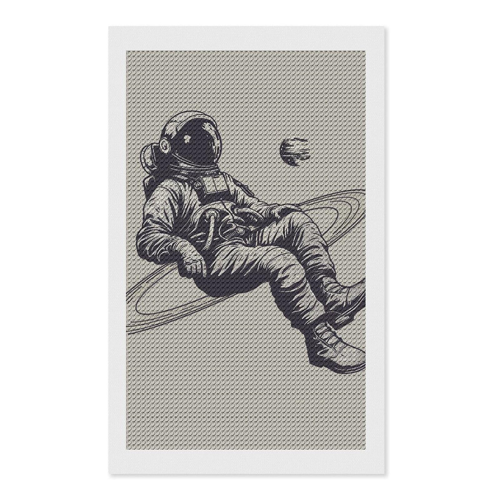 Astronauts and Saturn Diamond Art Kits for Adults, DIY 5D Diamonds Painting Kits for Beginner, Round Full Drill Diamond Dots Painting, Diamonds Pictures Gem Art and Crafts Wall Decor 12"x20"