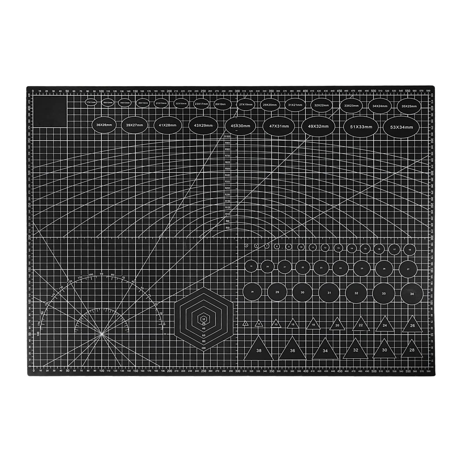 eWINNER Self Healing Cutting Mat Craft Cutting Board/Art pad/Imperial Sewing Mat/Hobby Mat/for Sewing/Quilting supplies for Sewing Crafts Hobby Fabric Precision Scrapbooking Project (A2, Black)