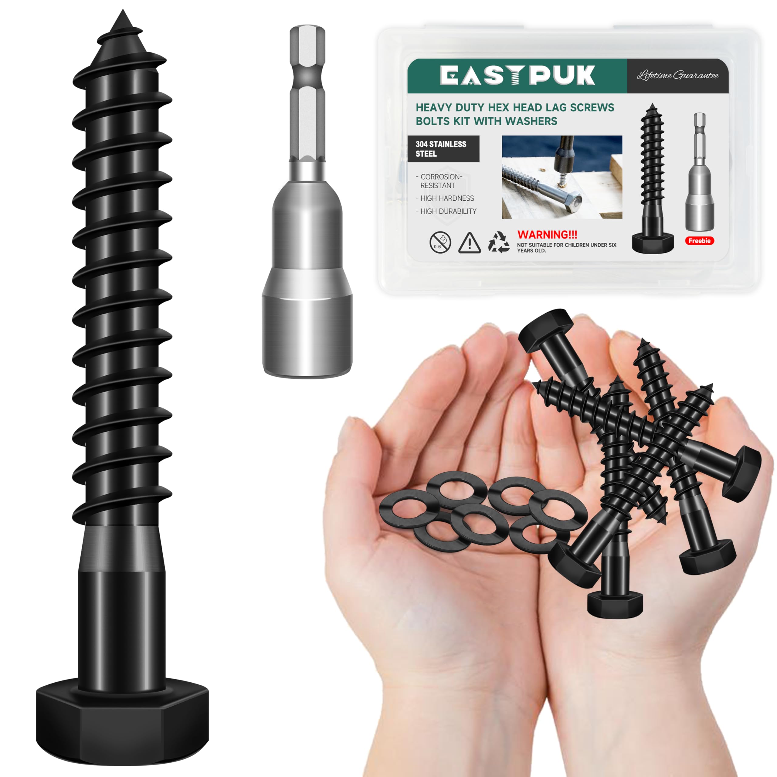 Stainless Steel Lag Bolts - 12 Pack Heavy Duty -28 Stainless Steel Lag Bolts - 12 Pack Heavy Duty -28