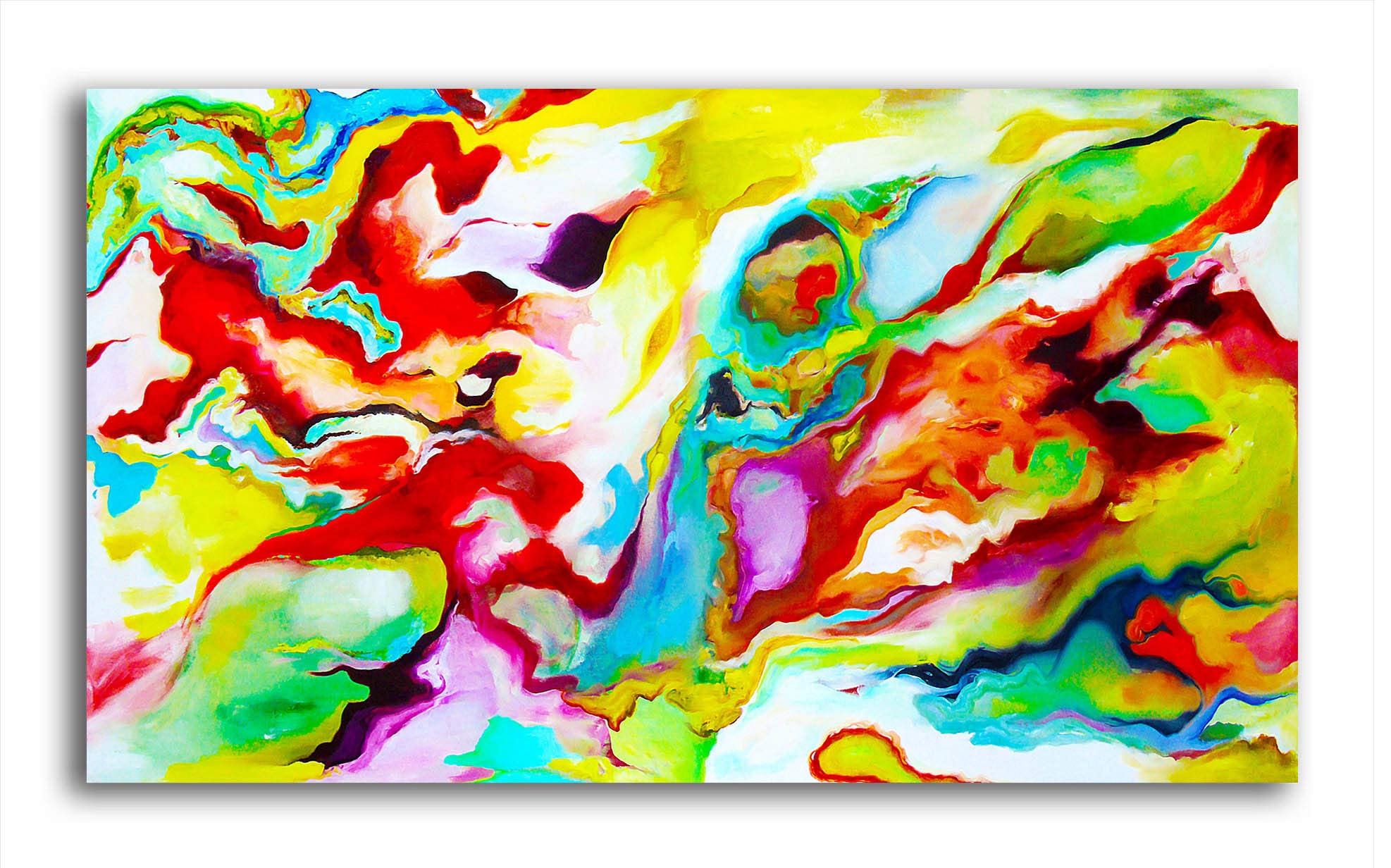 Tamatina Modern Art Canvas Painting | Splash of Colours | Abstract Art Unframed painting for Home décor|size - 28X16 Inches.o363