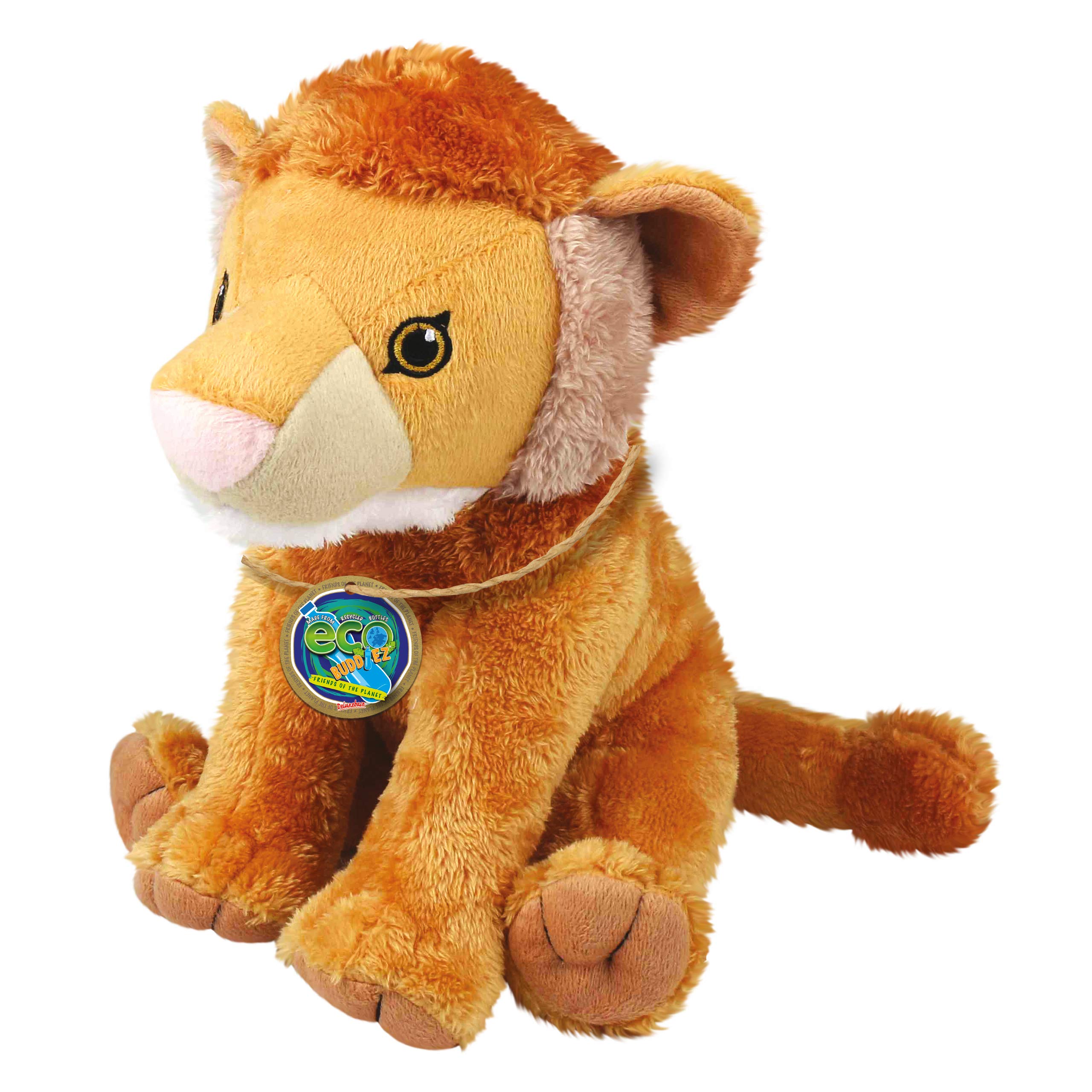 EcoBuddiez - Lion from Deluxebase. Large 30cm Soft Plush Animals made from Recycled Plastic Bottles. Eco-Friendly Cuddly Gift for Kids and Cute Stuffed Animal Toy for Toddlers.