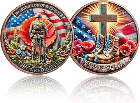 CHURYUML Military Veterans Challenge Coins - in Honor of Our Heroes Memorial Coin, Military Commemorative Gifts for Men Women Army Soldiers Patriotic Memorial Day Veterans Day Gifts