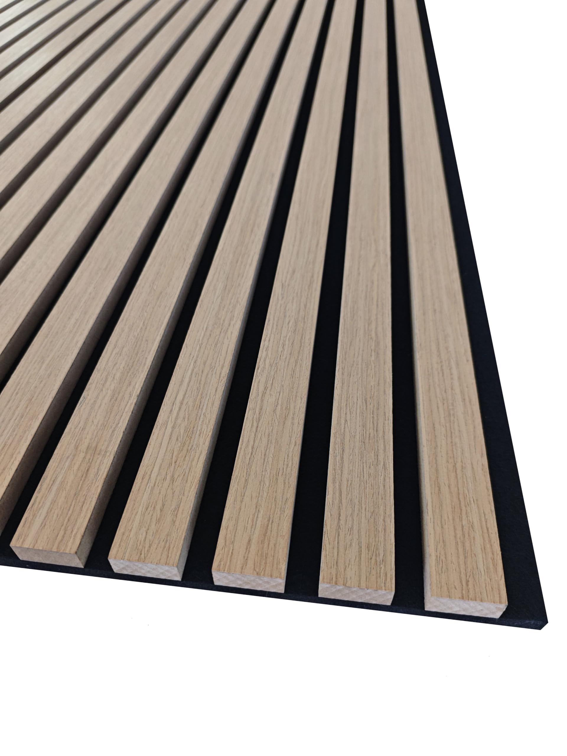 Lot de 2 - 260×30cm panneaux muraux acoustiques MDF Chêne foncé | Panneau acoustique mural pour studios, salons, bureau, comptoir - Fond feutrine noir