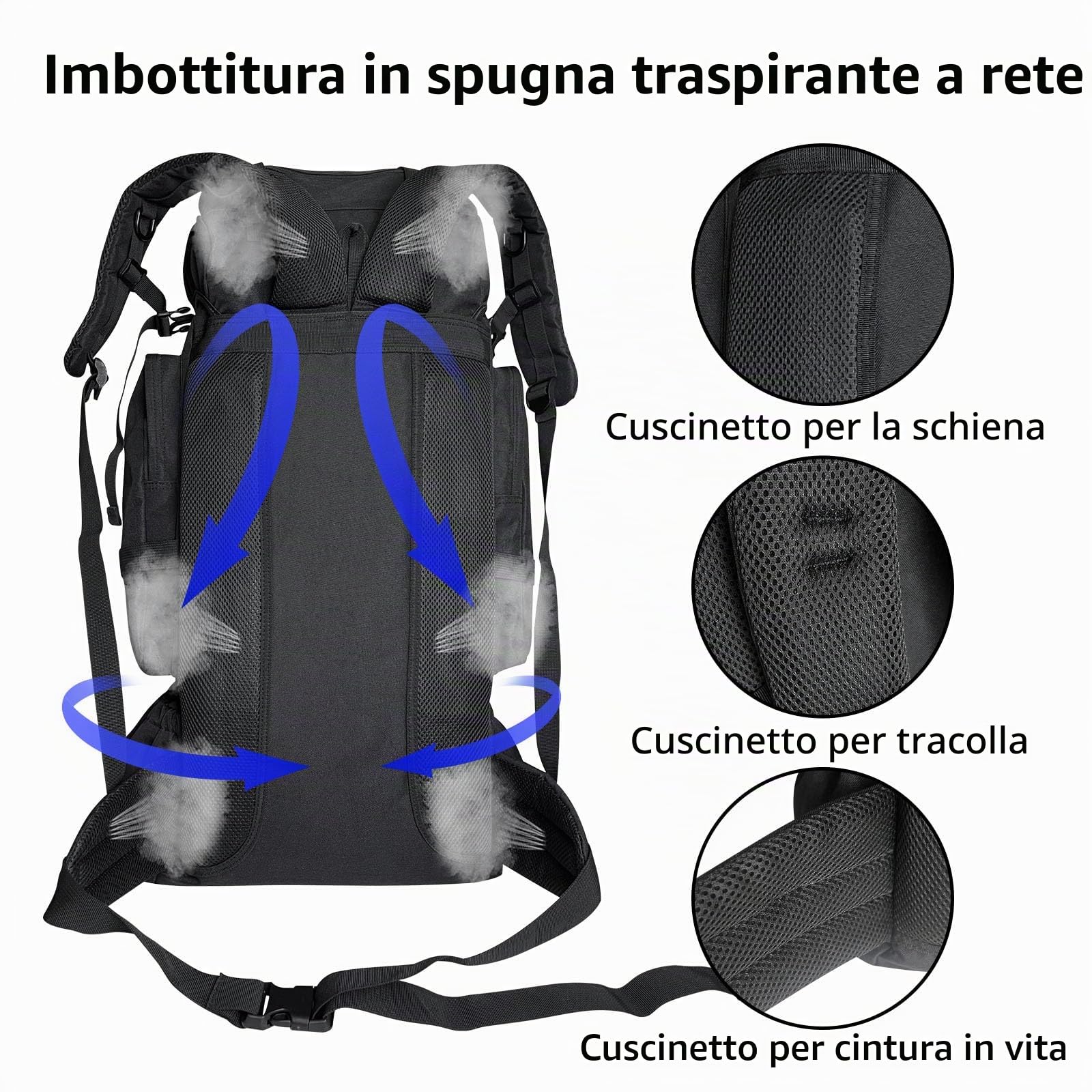 80L 100 litri Zaino Escursionismo Campeggio Zaino, Uomini Outdoor Viaggi Arrampicata Zaino Alpinismo Trekking Zaino, 80l nero con tasca per scarpe
