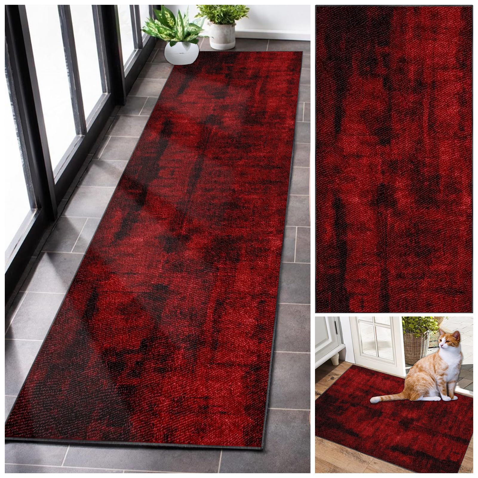 Runner Rugs for Hallway Absorbent Hallway Runner Kitchen Rug Non Slip Washable large Door Mat Carpet Runners for Hallways Corridor Carpet Narrow Area Rug Runner for Entryway Living Room 70 x 120 cm