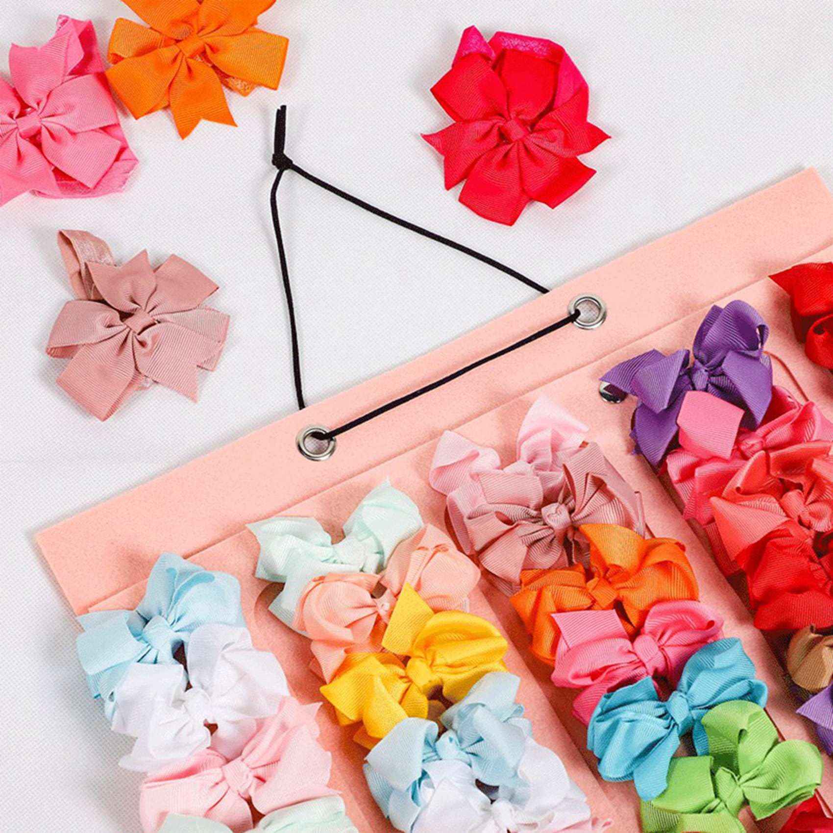 4EVERAJOURNEY Organizer Da Parete Per Fiocchi E Accessori Capelli - Supporto Rotondo In Ottone E Macramè, Boho Per Cameretta