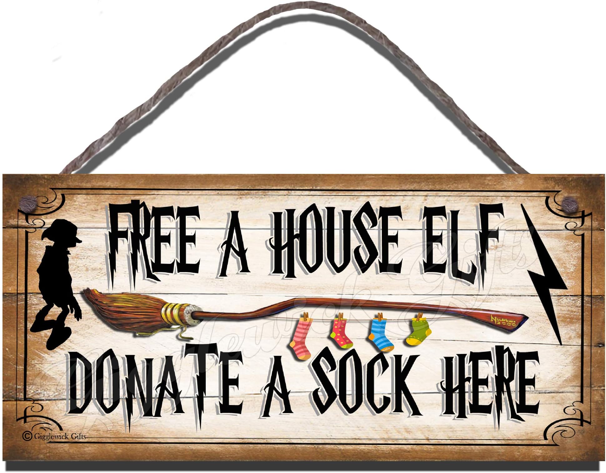 Free A House Elf Donate A Sock Here Wooden Funny Sign