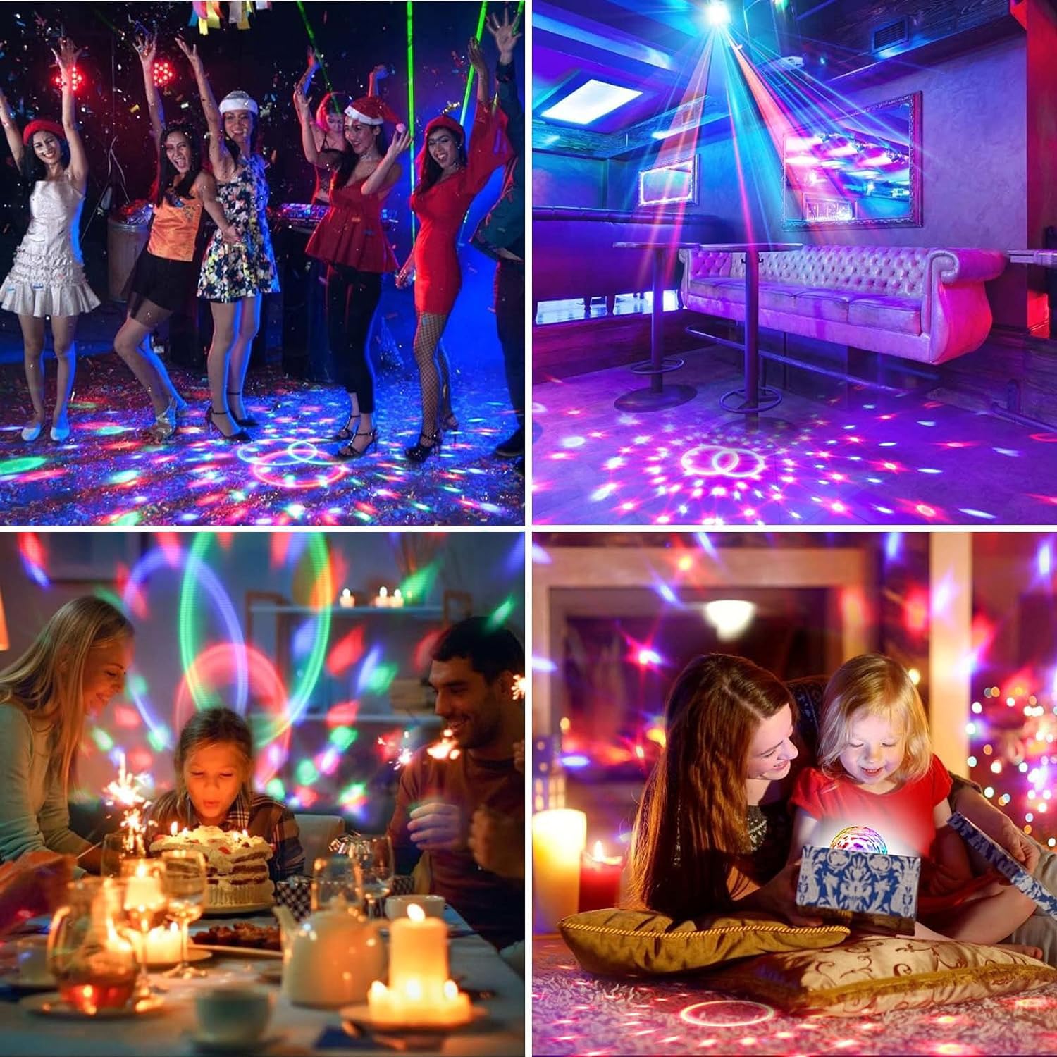 Luci Discoteca, BLITZWILL LED RGB palla da discoteca Luci per feste lettore musicale bluetooth, lampada da festa discoteca musica controllata con telecomando, spina UE per casa Natale KTV