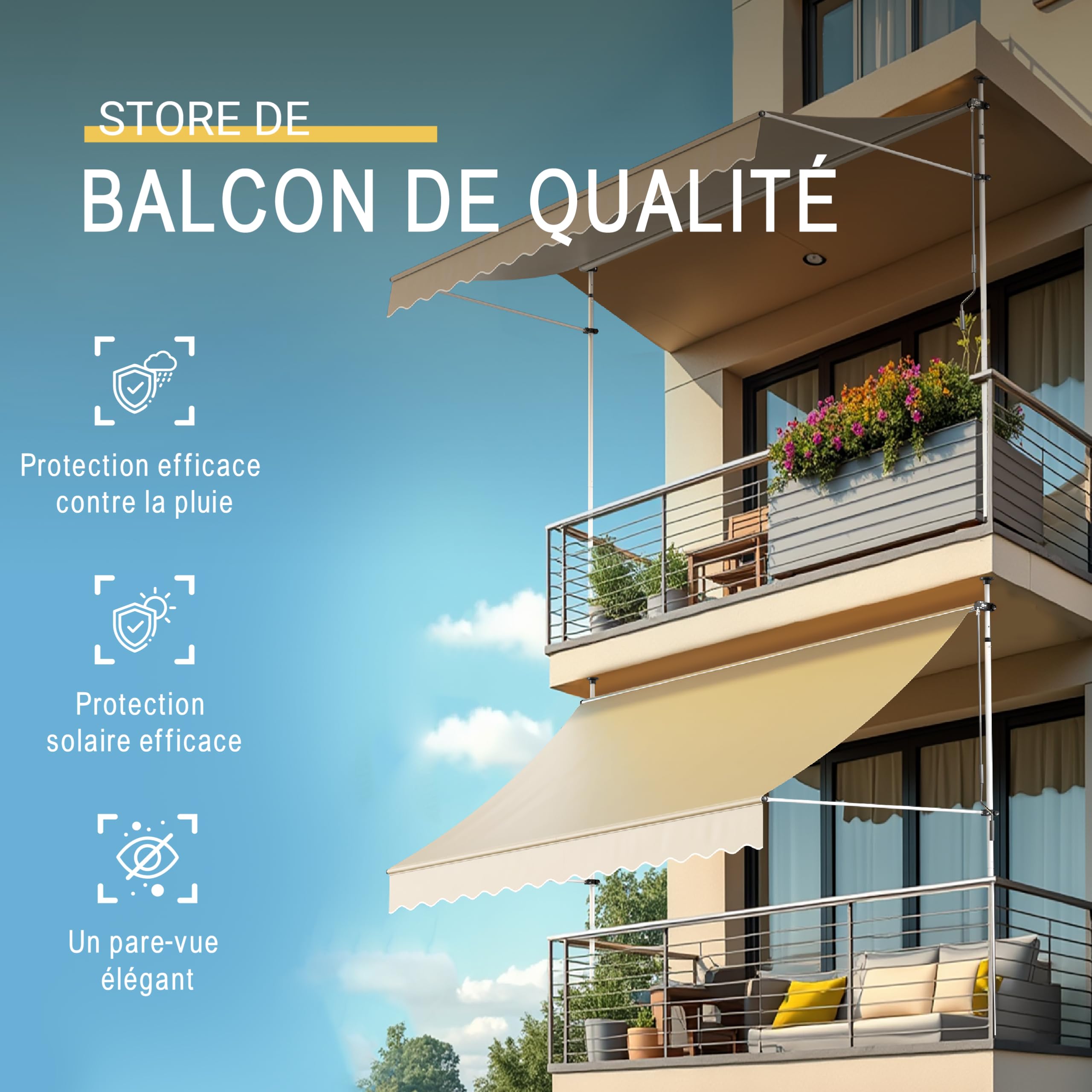 Sol Royal Store banne Manuel sans perçage avec manivelle Pare-Soleil auvent