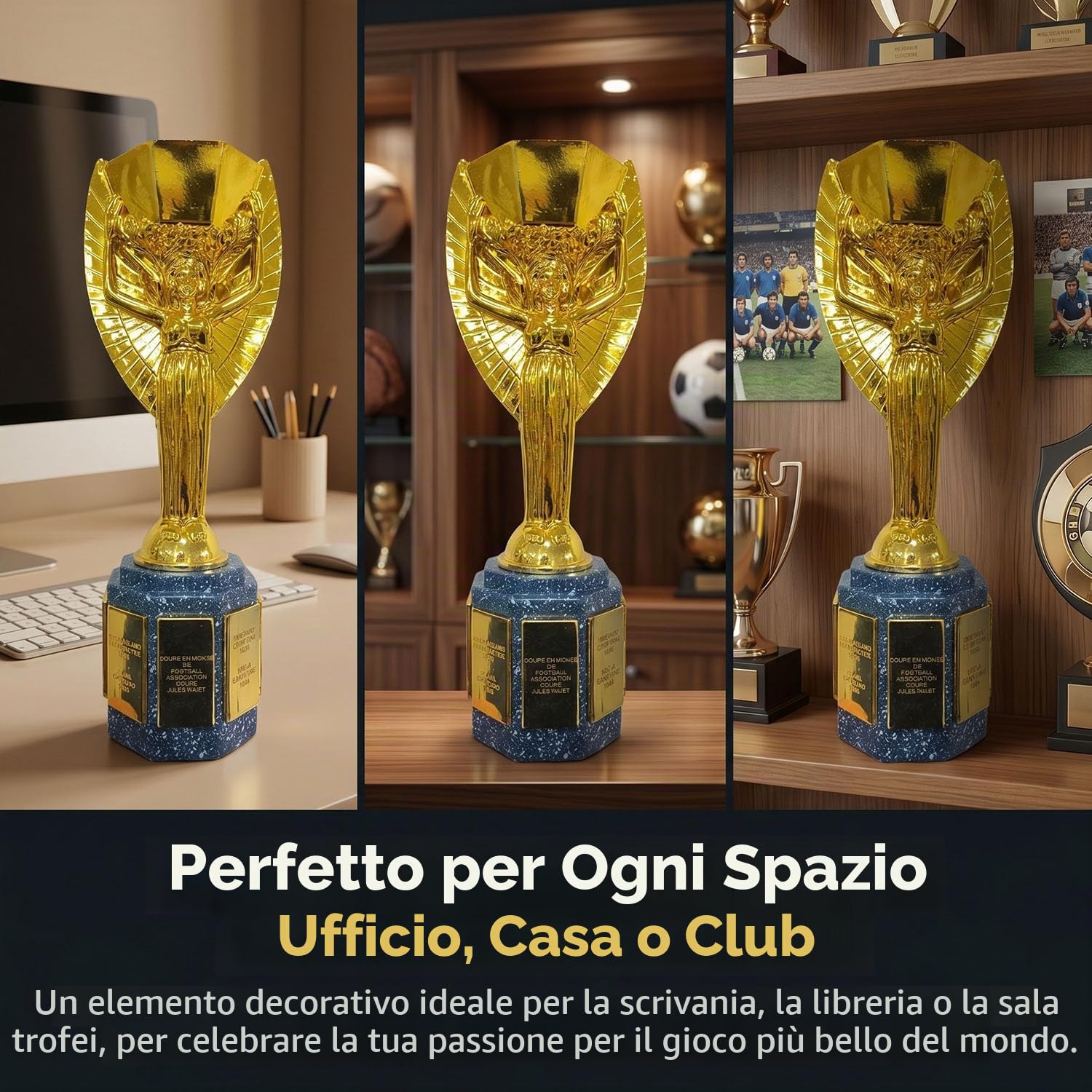 Replica Trofeo Jules Rimet – Coppa del Mondo Souvenir Calcio per Tifosi | Decorazione Regalo per Club, Bar e Scuola