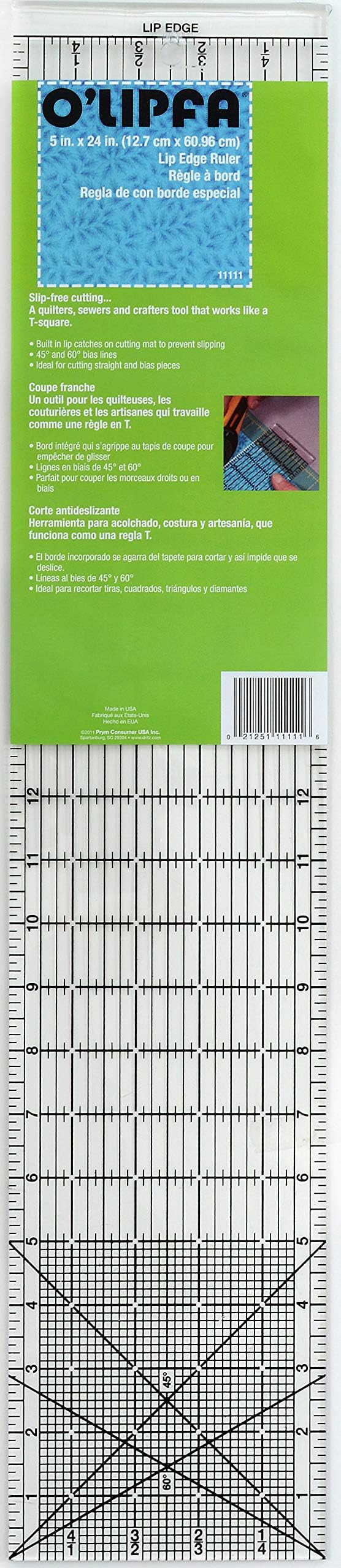 O'Lipfa 11111 Ruler with Lip Edge, 5 x 24Inch