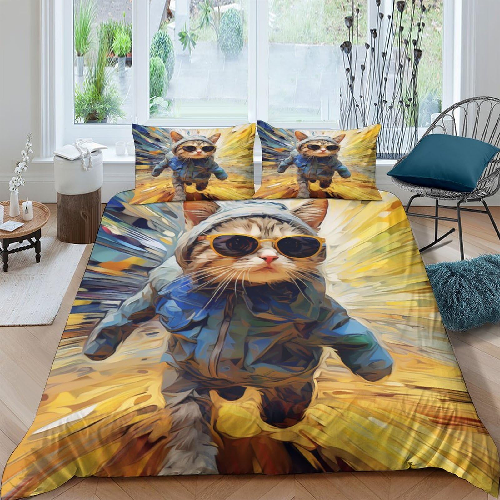 Housse de couette chat coloré 3D pour égayer une chambre d'enfant ou d'adulte