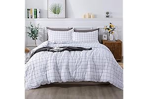 Andency White Gridded Comforter Set