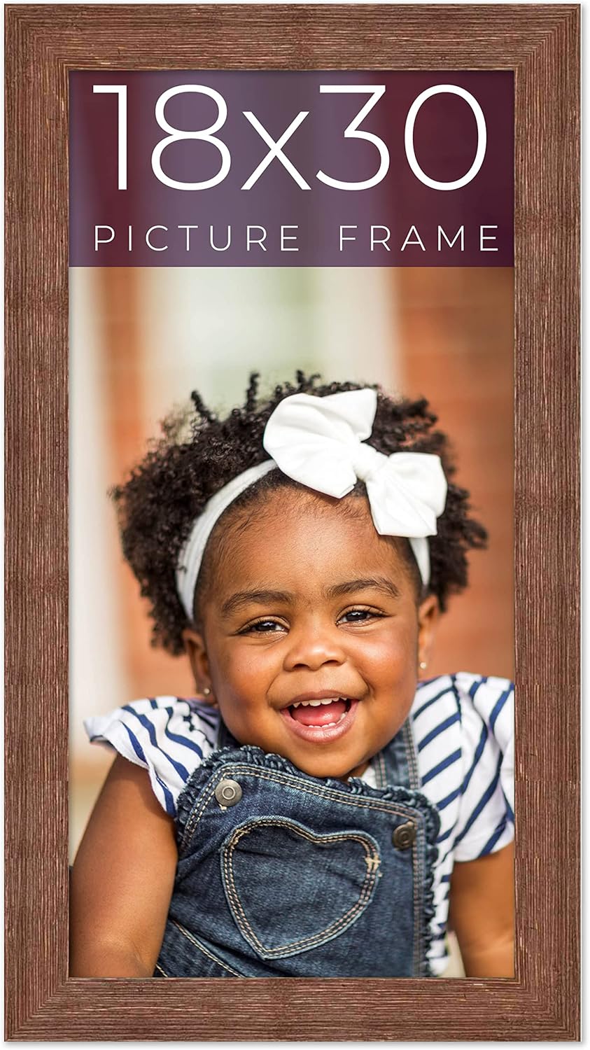18x30 Frame Brown Farmhouse Board Solid Wood Picture Frame Width 1.5 Inches
