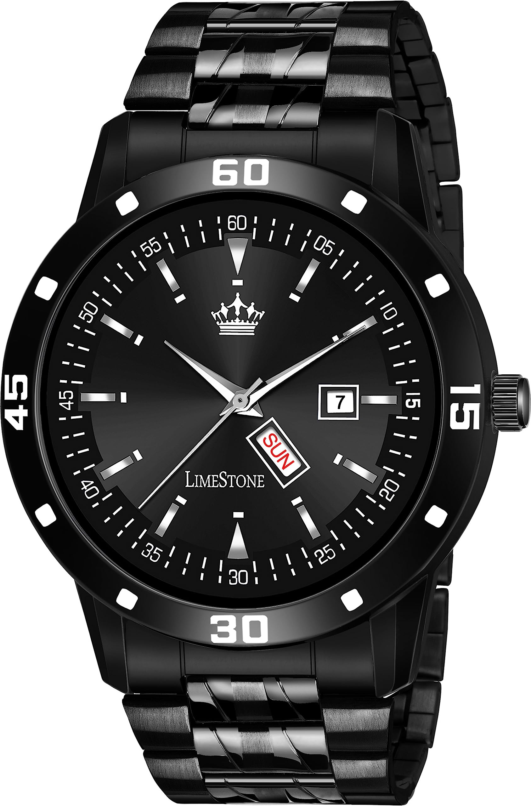 LIMESTONE All Black Day & Date Functioning Long Life Black Plated Chain HMTS Quartz Analog Watch, for Men (B0CCJ5G5N3) Amazon Price History, Amazon Price Tracker