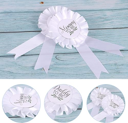 Miniatura 4 de HAPPYLAND - Decoraciones para baby shower, insignia de hojalata para mamá y papá para ser baby shower, juego de revelación de género para mamá para