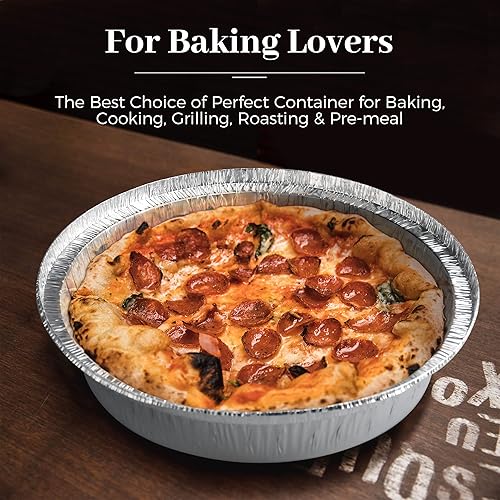 Miniatura 6 de Paquete de 50 sartenes redondas de papel de aluminio de 8 pulgadas, contenedor de alimentos desechable resistente sin tapas, sartenes de papel de