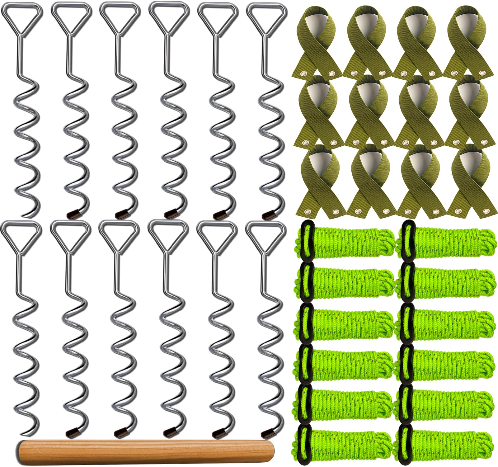 Robuste Baumpfähle und Stützen für junge Bäume, Baumpfahl-Set, 40,6 cm, 37 Stück, 12 Sets, Metallspirale, Baumstützen, junge Bäume, Klammer, Baumstütze, Baumstütze, Baumbinder