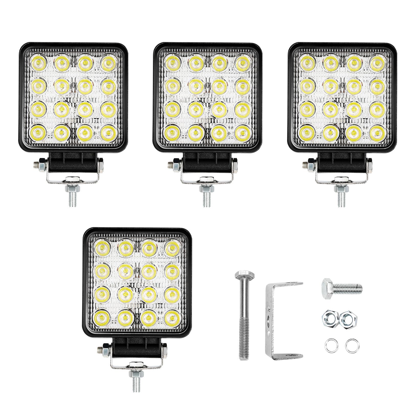 4 fari da lavoro a LED da 48 W, 12 V, 4320 lm, LED 6500 K, IP67, impermeabili, per Trecker Offroad SUV