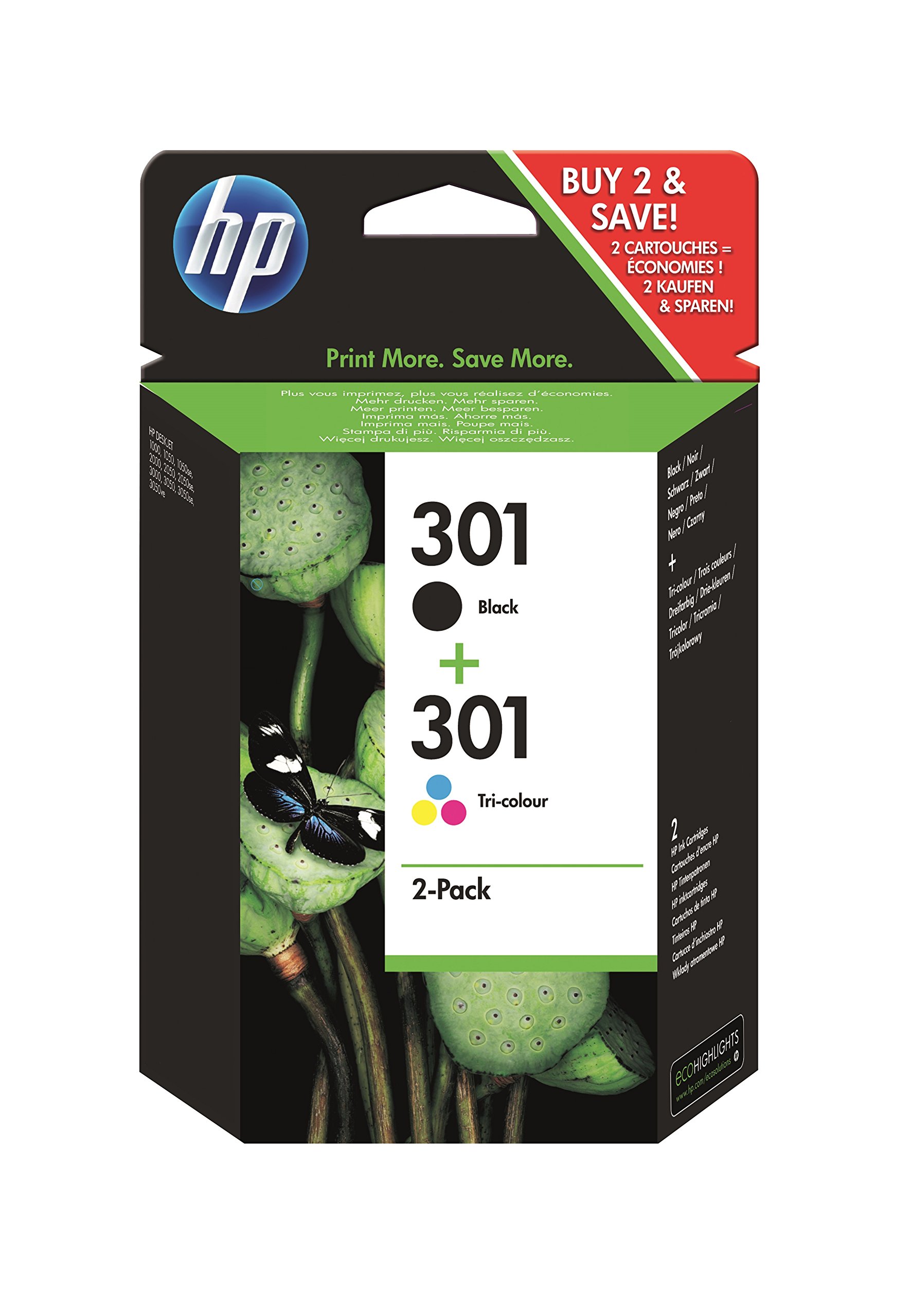 Cartouches d'encre d'origine HP 301 Noir et tricolore (lot de 2) 1 - Pack multicolore