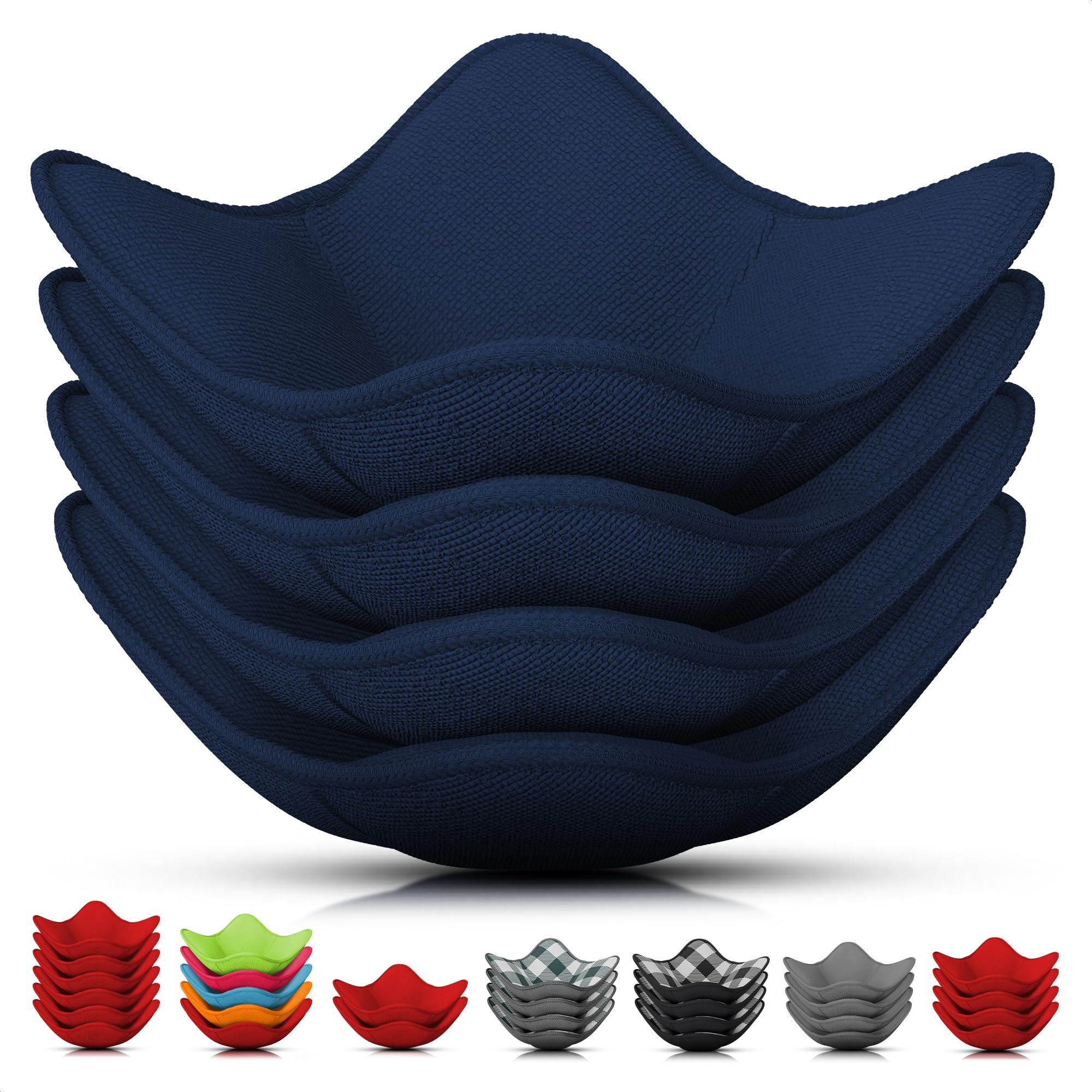 4 Pcs Microwave Bowl Cozy Holders – Deep Navy Blue Microwave Bowl Holders for Hot Food, Protect Hands from Hot Dishes – Soft & Heat-Resistant Fabric for Safe Heating & Convenient Use in The Kitchen — image 1