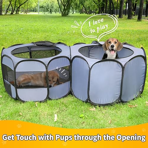 Miniatura 4 de EighteenTek Corralito desplegable extragrande 2 en 1 para perros, sin montaje, con almohadillas para orina de mascotas a prueba de fugas, caja de
