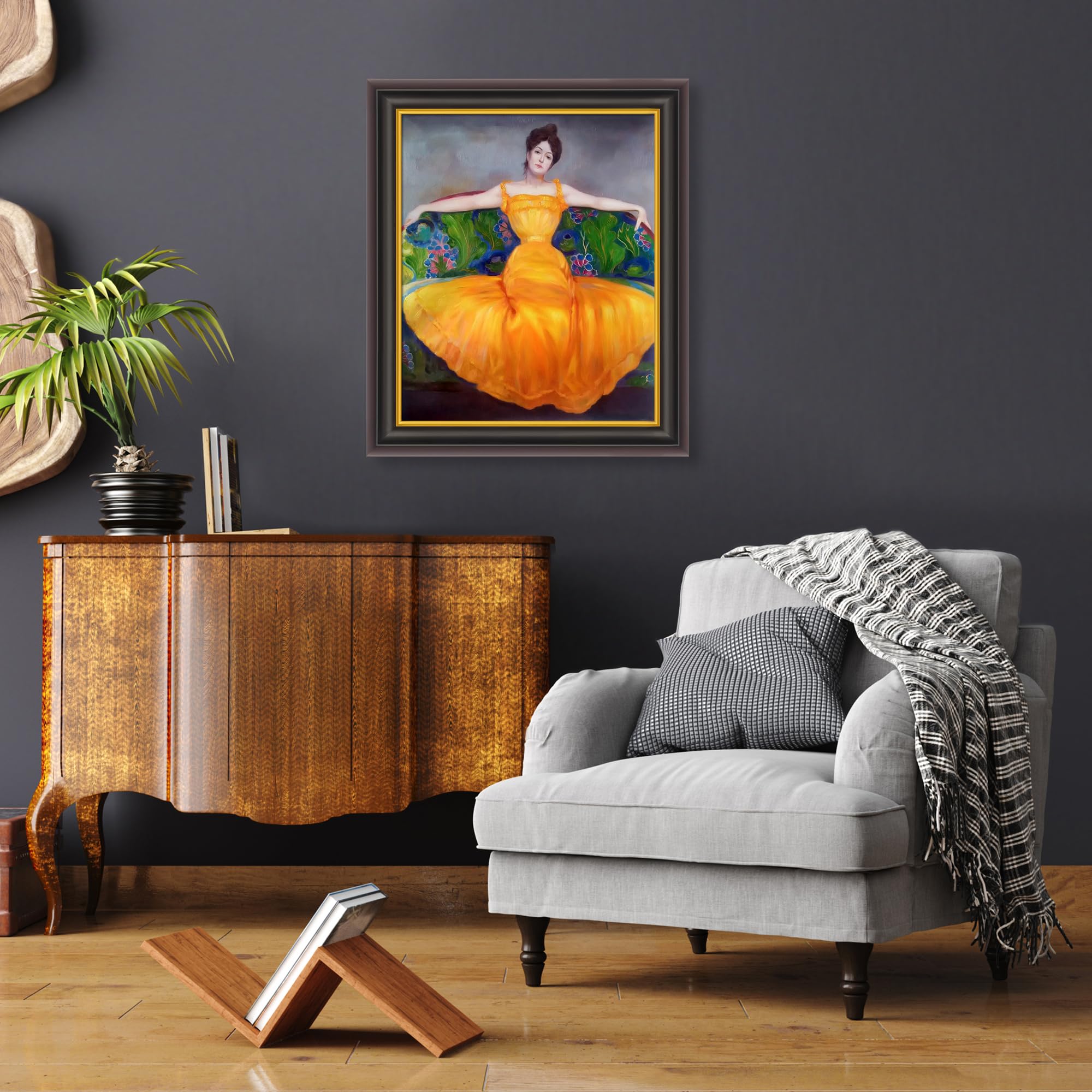 overstockArt Lady in Yellow Dress by Max Kurzweil with Opulent Frame :  Amazon.com.au: Home