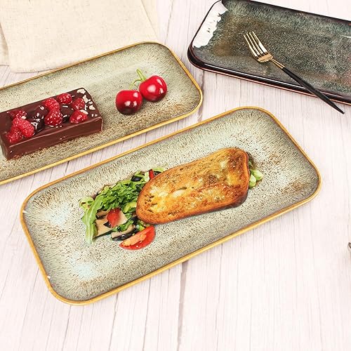 Miniatura 6 de Juego de 4 platos llanos de cerámica, aptos para microondas y lavavajillas, resistentes a los arañazos, vajilla de cocina, platos de porcelana para