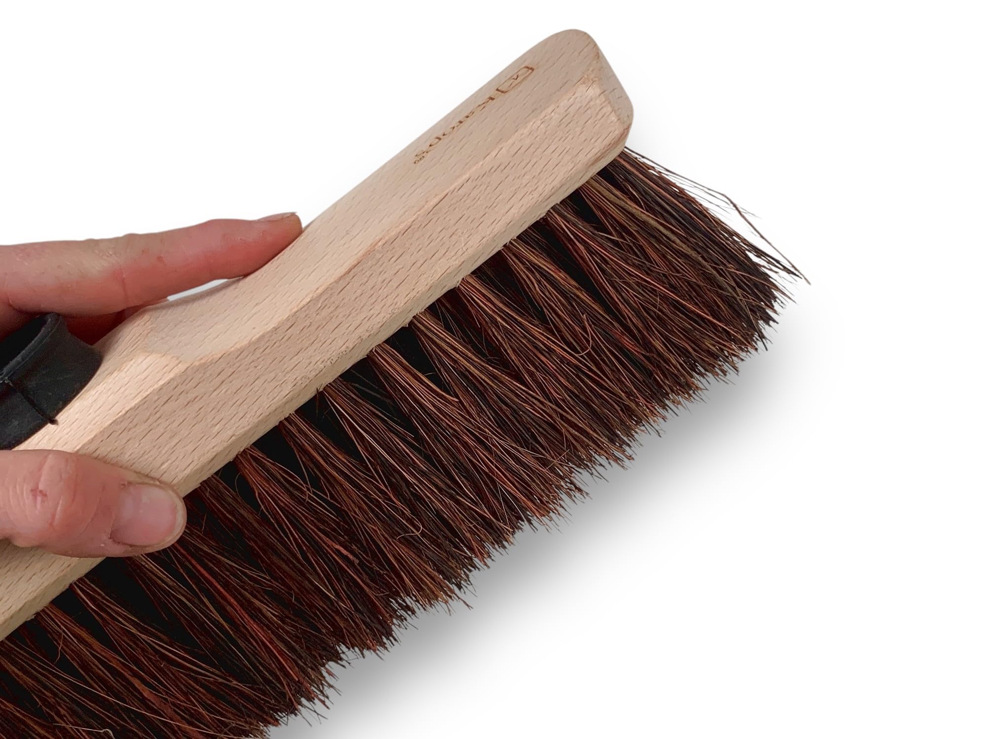 KAROP'S Balai de Cour Traditionnel 70 mm Bois Vernis Fibre mélange bassine Arenga Manche Bois Vernis Teinte Cannelle 30 cm