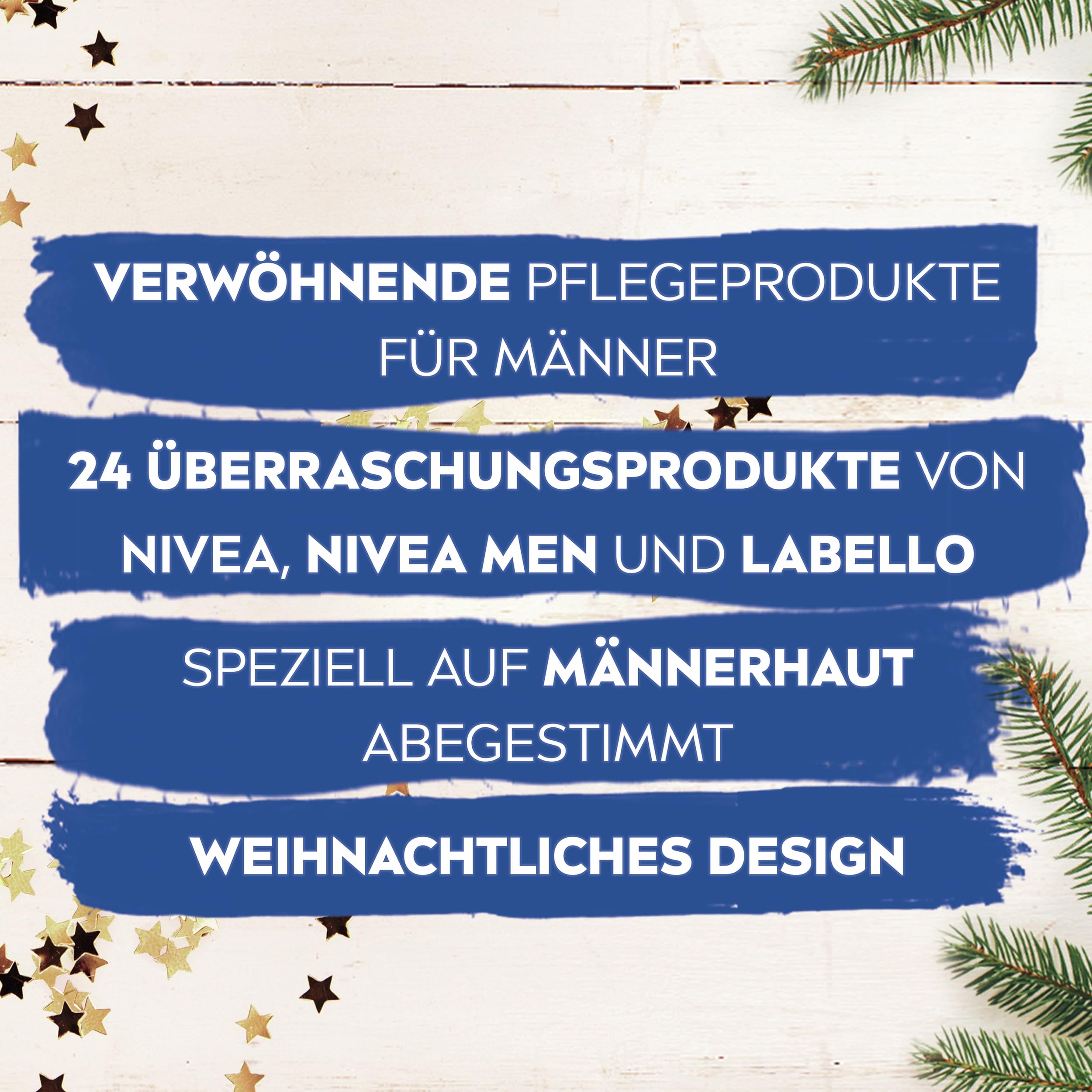 NIVEA MEN Adventskalender 2025-24 Türchen mit verwöhnenden Überraschungen, Weihnachtskalender mit Pflegeprodukten für die Adventszeit, NIVEA MEN, NIVEA und Labello Produkte