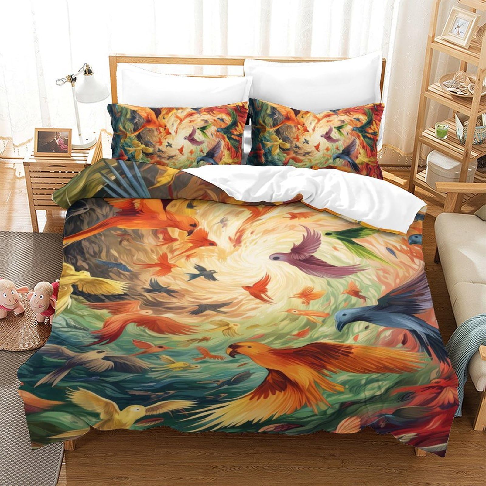 Parure de lit oiseaux paradise pour relooker une chambre d'enfant avec un lit 1 place